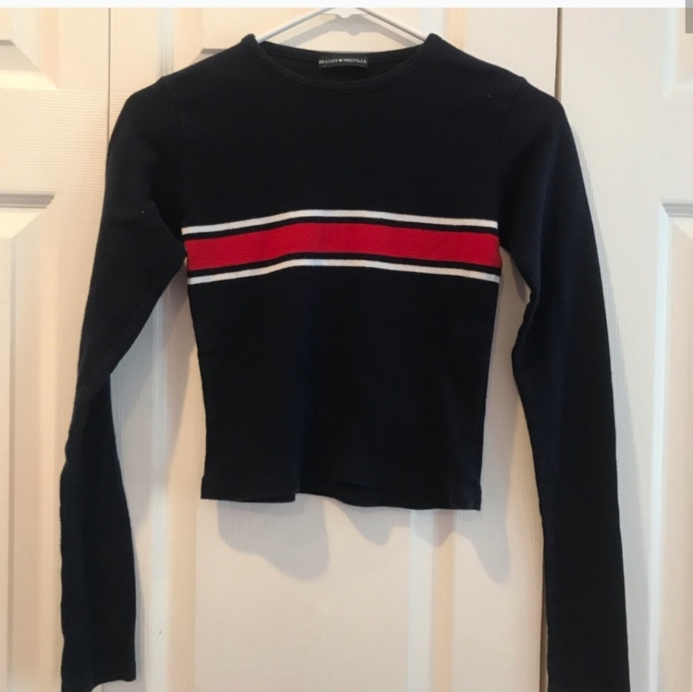 Brandy Melville • Long Sleeve Striped Crop Top